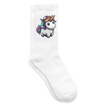 Pastell Unicorn mit Regenbogenmähne - Tennissocken - Weiß - Rechts