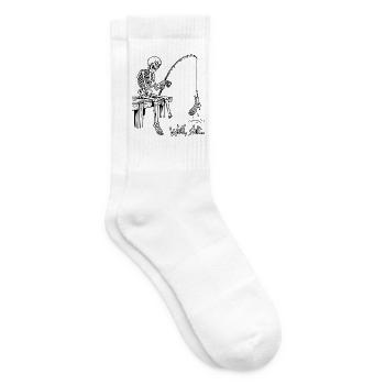 Tja, Scheiße, Skelettangeln, Hakenfuß, Dunkler Humor - Tennissocken - Weiß - Rechts
