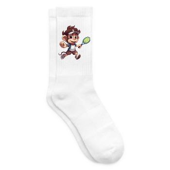 Tennis spielender Affe Schimpanse Cartoon - Tennissocken - Weiß - Rechts