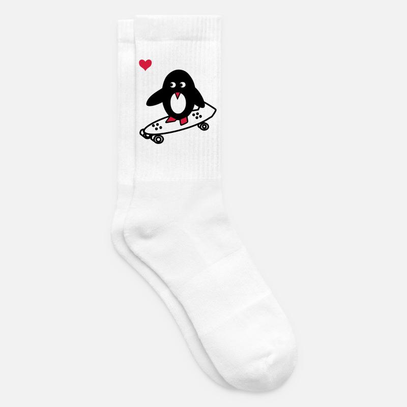 pingouin avec le skate-board - Chaussettes de tennis - blanc