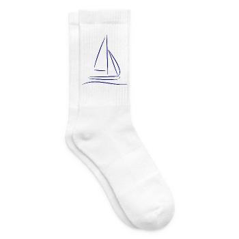 Segelboot Silhouette – Maritimes Design Blau - Tennissocken - Weiß - Rechts