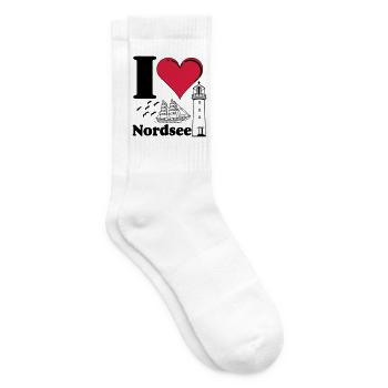 Nordsee Shirt , Fun Shirt , Küste , I love ...(25) - Tennissocken - Weiß - Rechts