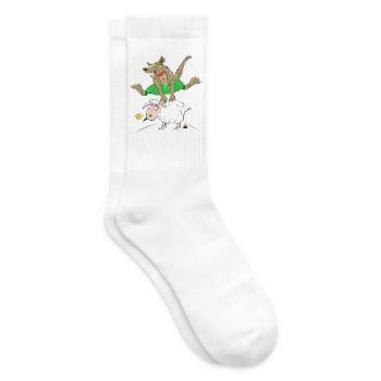 loup saute par-dessus le mouton - loup avec mouton - Chaussettes de tennis - blanc - Droite