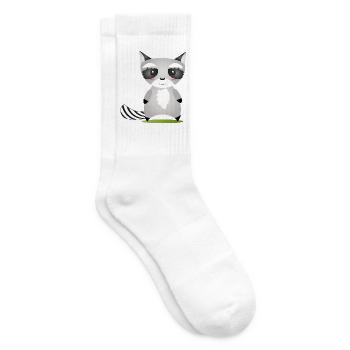 niedlicher Waschbär im Comic Stil, zum lieb haben - Tennissocken - Weiß - Rechts