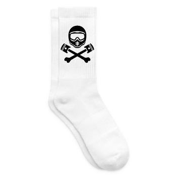 Sport Motorradhelm mit Kochen Motor Kolben - Tennissocken - Weiß - Rechts