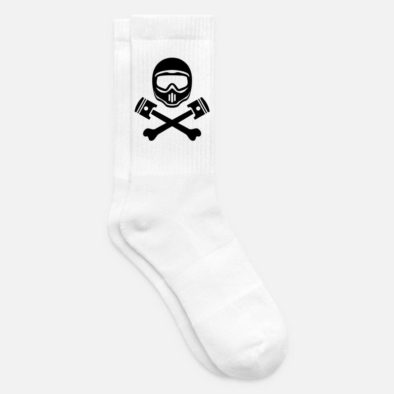 Sport Motorradhelm mit Kochen Motor Kolben - Tennissocken - Weiß