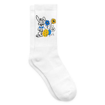 Rabbit with Easter eggs and flowers - Tennis socks - white - Right