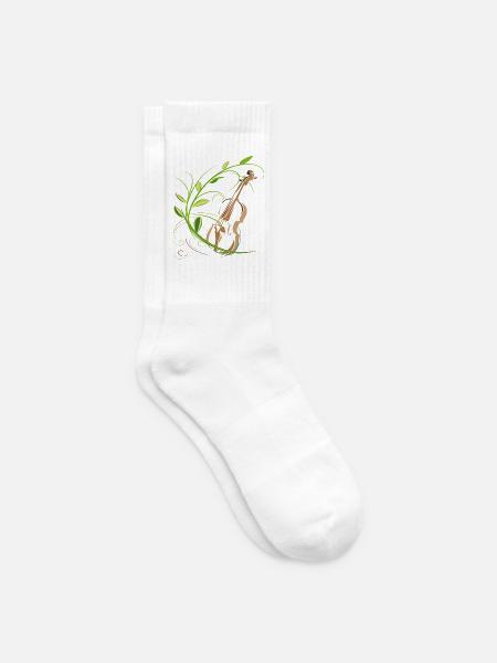 Violine mit Blumenranke, Musiker - Tennissocken - Weiß