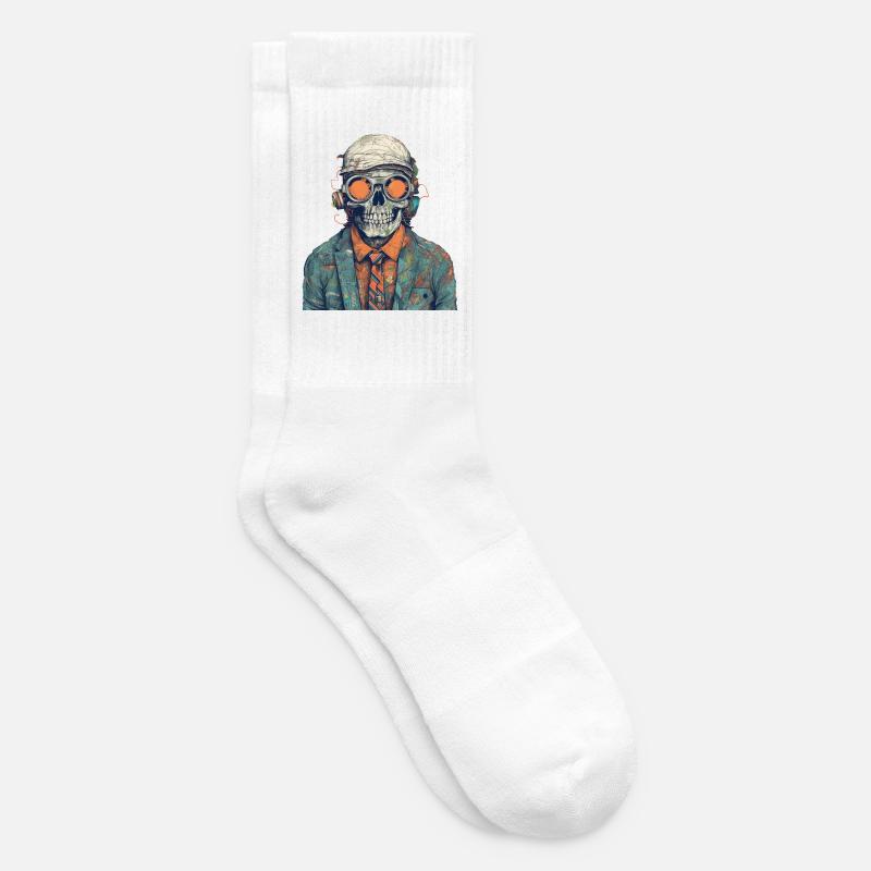 Cool skeleton portrait with sunglasses, cap - Tennis socks - white