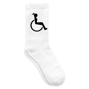 Logo d’une dame ou d’une fille en fauteuil roulant. Image* - Chaussettes de tennis - blanc - Droite