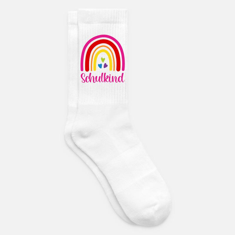 Schulkind Regenbogen Schulanfang Einschulung 2026 - Tennissocken - Weiß