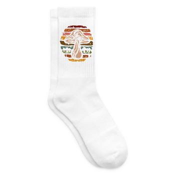 Champignon rétro Nature - Icône de cueillette de champignons - Chaussettes de tennis - blanc - Droite