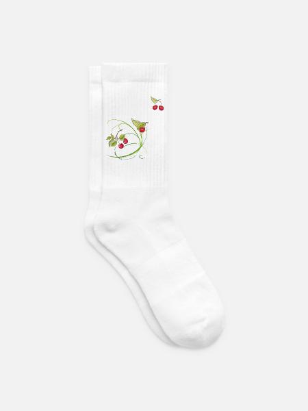 Kirschen - Tennissocken - Weiß