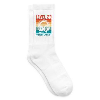 23. Geburtstag Männer Gamer Level 23 Unlocked - Tennissocken - Weiß - Rechts