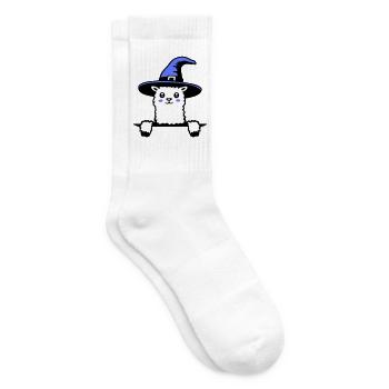 Llama Wizard Cute Look Magical Witch Hat Cute - Tennis socks - white - Right