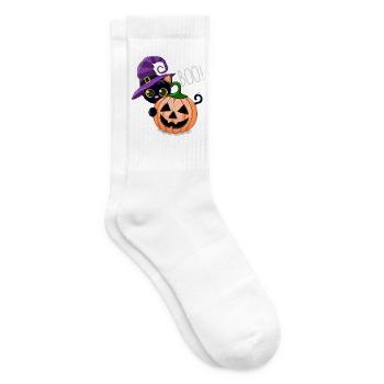 Pumpkin Boo Hexenkatze - Tennissocken - Weiß - Rechts