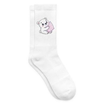 Cuddly White Bear on Starry Cushion - Tennis socks - white - Right