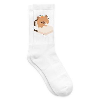Sleepy Capybara in Cozy Bed - Tennis socks - white - Right