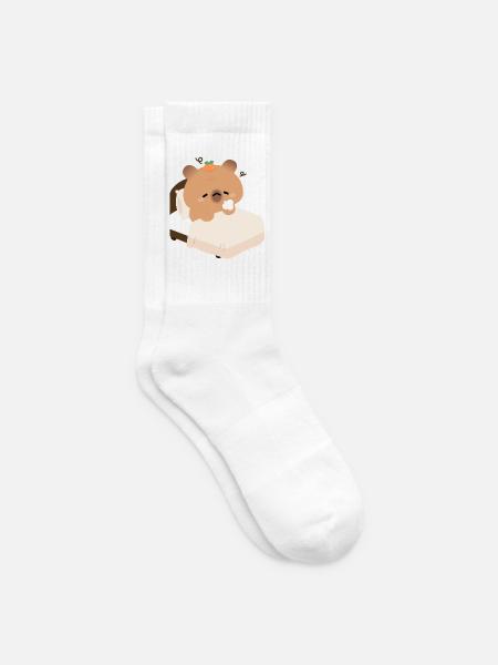 Sleepy Capybara in Cozy Bed - Tennis socks - white