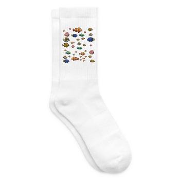 Colorful Fish Underwater Pattern - Tennis socks - white - Right