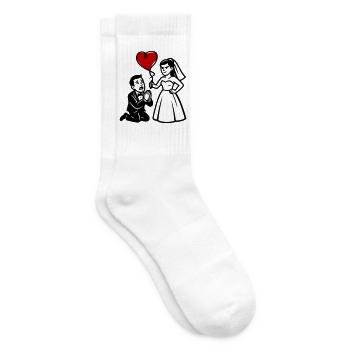 Brautpaar Heiratsantrag Rotes Herz - Tennissocken - Weiß - Rechts