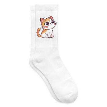 Curious Kitten - Tennis socks - white - Right