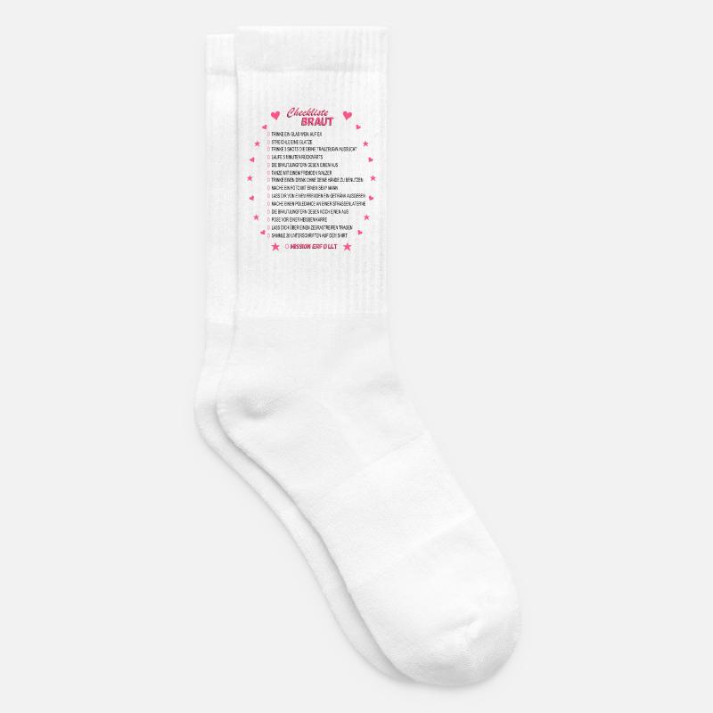 Checklist de la mariée rose - Chaussettes de tennis - blanc
