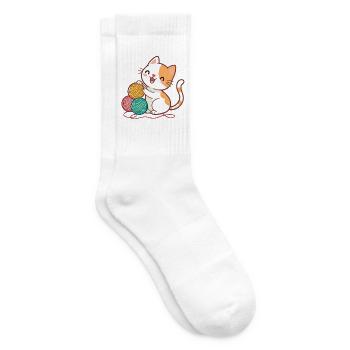 Chaton et Pelotes Colorées - Chaussettes de tennis - blanc - Droite
