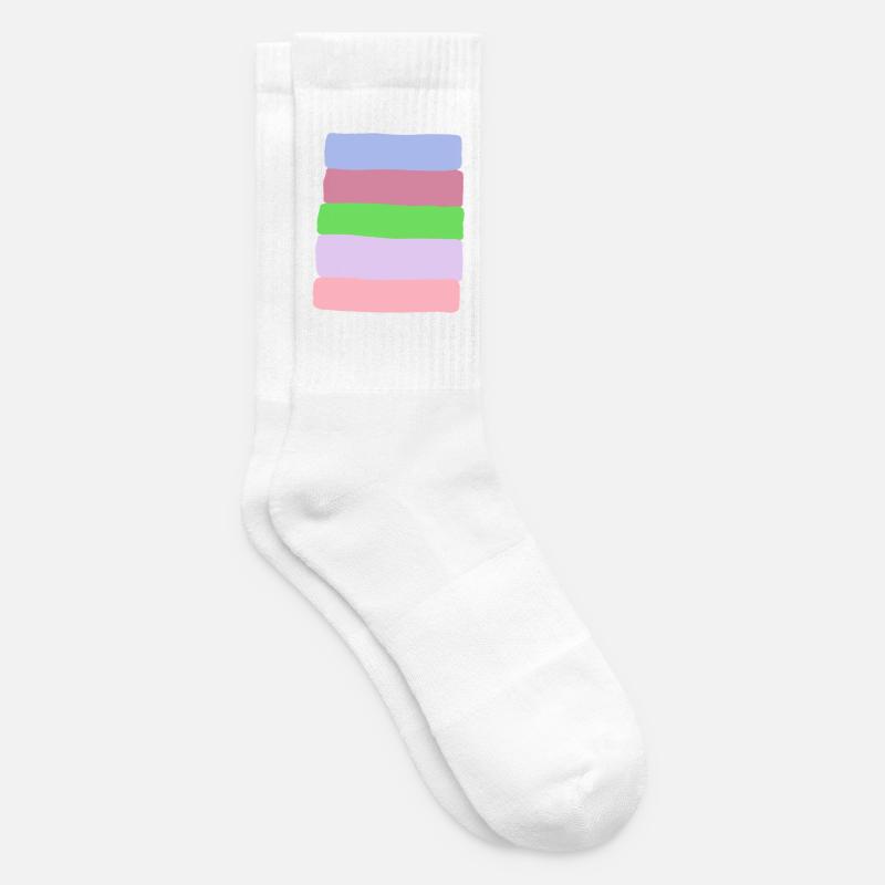 Pile à rayures pastel - Chaussettes de tennis - blanc
