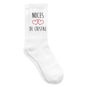 Crystal Wedding 15 Years of Marriage - Tennis socks - white - Right