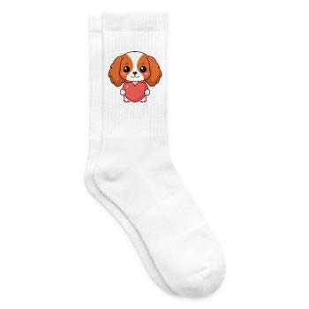 Süßer Hund mit rosa Herz - Tennissocken - Weiß - Rechts