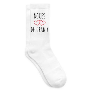 Cadeau Noces de Granit 90 Ans Mariage Amour Pur - Chaussettes de tennis - blanc - Droite