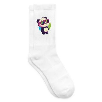 Niedliche Panda-Neonbrille - Tennissocken - Weiß - Rechts