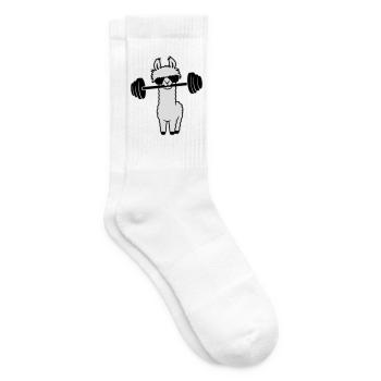 Cool Llama Weightlifting Barbell Sunglasses Gym - Tennis socks - white - Right