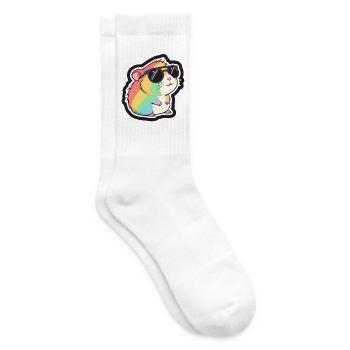 Hamster-Chic, Regenbogenbrille cool - Tennissocken - Weiß - Rechts