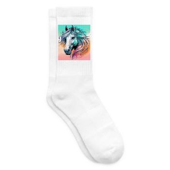horse - Tennis socks - white - Right