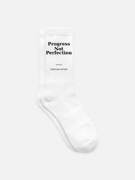 progress not perfection - Tennis socks - white