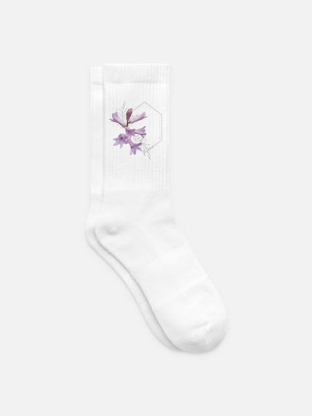 Du bist wunderschön – elegantes rosa Blumendesign - Tennissocken - Weiß