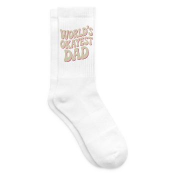 World's Okayest Dad Retro Typography - Tennis socks - white - Right