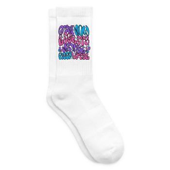 Neon-Psychedelische Blasentypografie - Tennissocken - Weiß - Rechts