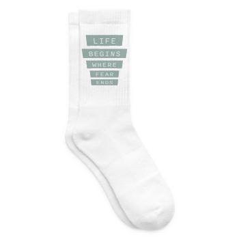 La vie commence là où la peur s’arrête Citation motivationnelle Logo - Chaussettes de tennis - blanc - Droite
