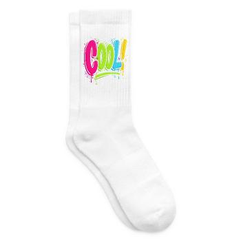 Cool Graffiti Street Art Neon Spray Design Shirt - Tennis socks - white - Right