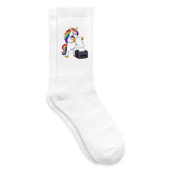 Funny Unicorn Printer Jam Rage - Tennis socks - white - Right