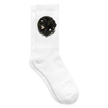 Dame de proue et animal en nœud celtique - Chaussettes de tennis - blanc - Droite