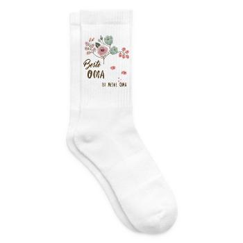Beste Oma Blütenbotschaft - Tennissocken - Weiß - Rechts