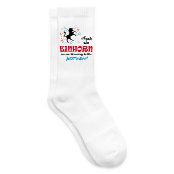 Einhorn muss Montag früh kotzen Sprüche Unicorn - Tennissocken - Weiß - Rechts