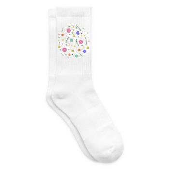 Floral Wall 2 (Kreis) - Tennissocken - Weiß - Rechts