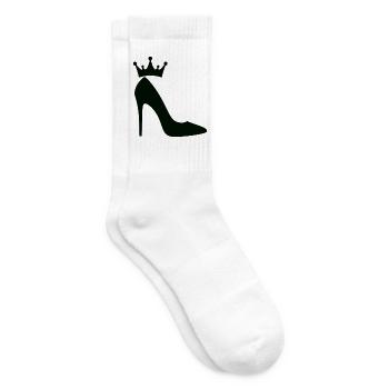 High Heels mit Krone – Elegante Queen Silhouette - Tennissocken - Weiß - Rechts