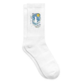 Sternenkatzennacht – Vincent van Meow-Parodie - Tennissocken - Weiß - Rechts