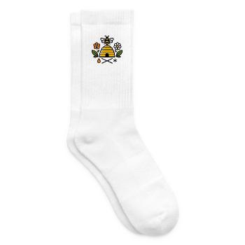 Bienenstock mit Blüten Illustration - Tennissocken - Weiß - Rechts
